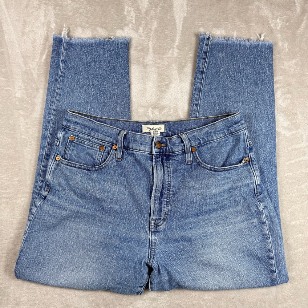 Madewell Perfect Vintage High Rise Straight Crop Jeans Raw Hem Size 31 - Picture 3 of 12